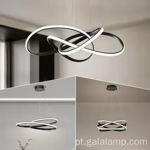 Lâmpada de suspensão linear de aço preto para salas de estar